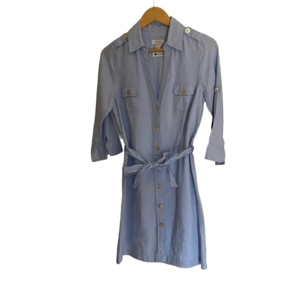 Malvin Light Blue Linen Button Down Dress Small